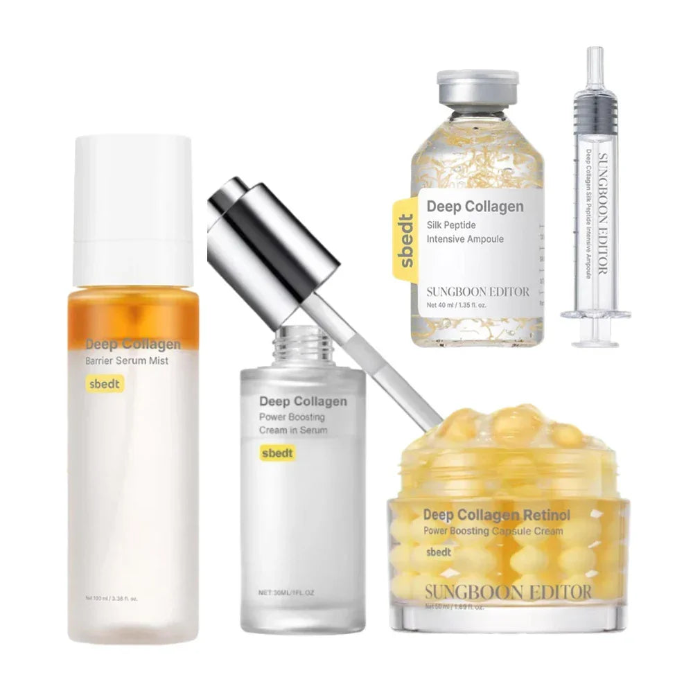 Korean Sbect Facial Skin Care Set - Collagen Silk Peptide Ampoule, Boosting Cream Serum, Retinol Capsule, Revitalizing, Brighten Peaceful Pleasures Health and Wellness 4pcs