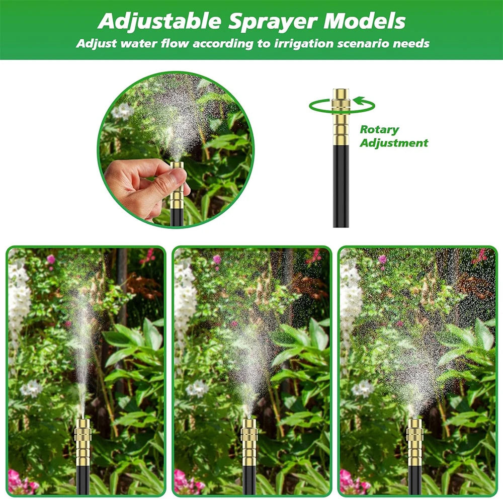 30M-5M DIY Free Bending Universal Sprayer Kit 8mm Hose Patio Misting Cooling System for Garden Plant Fogging Watering Irrigation Peaceful Pleasures Health and Wellness