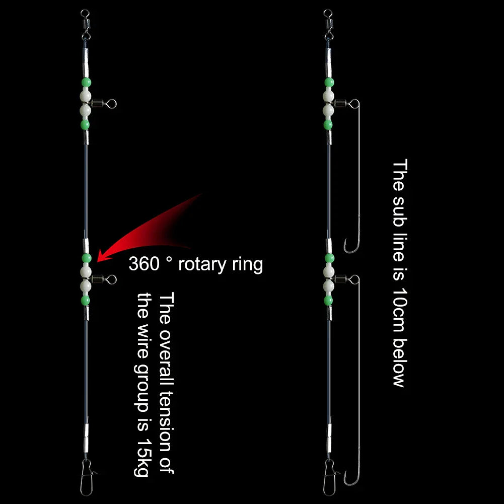 Night Glow Fishing Leaders with Swivels & Snaps | Saltwater & Freshwater