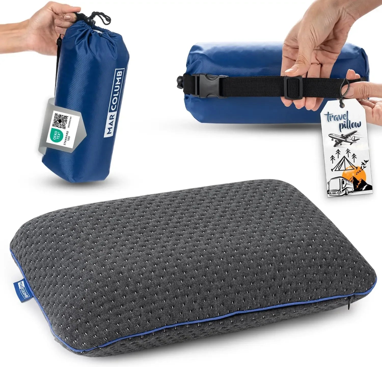 Portable Memory Foam Travel Pillow with Cooling Case - Lightweight for Camping & Outdoor Peaceful Pleasures Health and Wellness United States