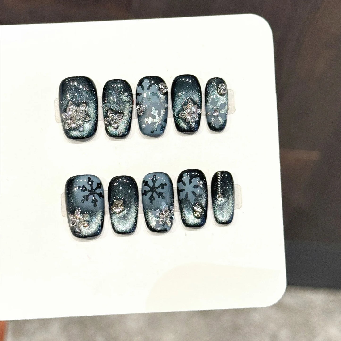 10pcs Short Handmade Sweet Punk Style Press on Nails Hand-Painted Embossed Stars Fake Nails Decor Wearable Ins False Nails Tips Peaceful Pleasures Health and Wellness L 1