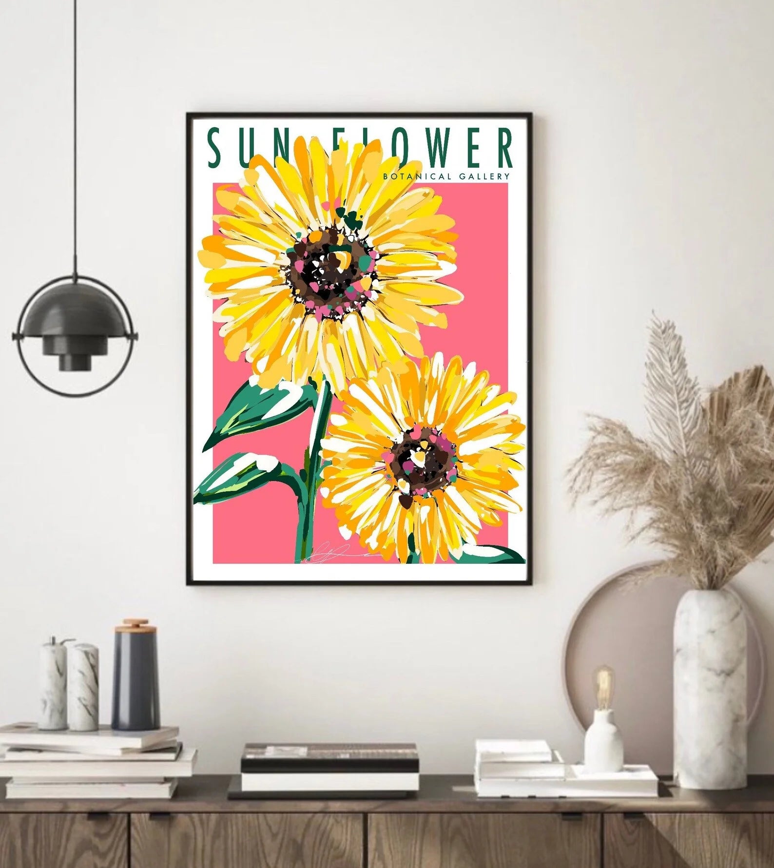 Sun flower wall art Print |Floral Prints | Botanical flower prints |kitchen dining wall art decor| bright colorful wall art deco Peaceful Pleasures Health and Wellness WS6243 40x60cm Unframed