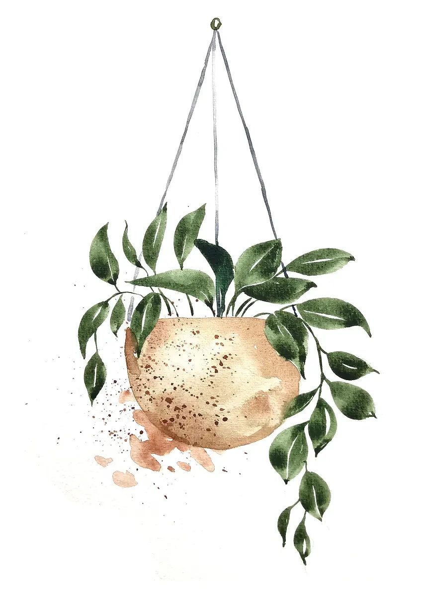Plant Potted Watercolor Poster Family Garden Houseplant Botanical Canvas Printing Wall Art Picture for Living Room Home Decor Peaceful Pleasures Health and Wellness