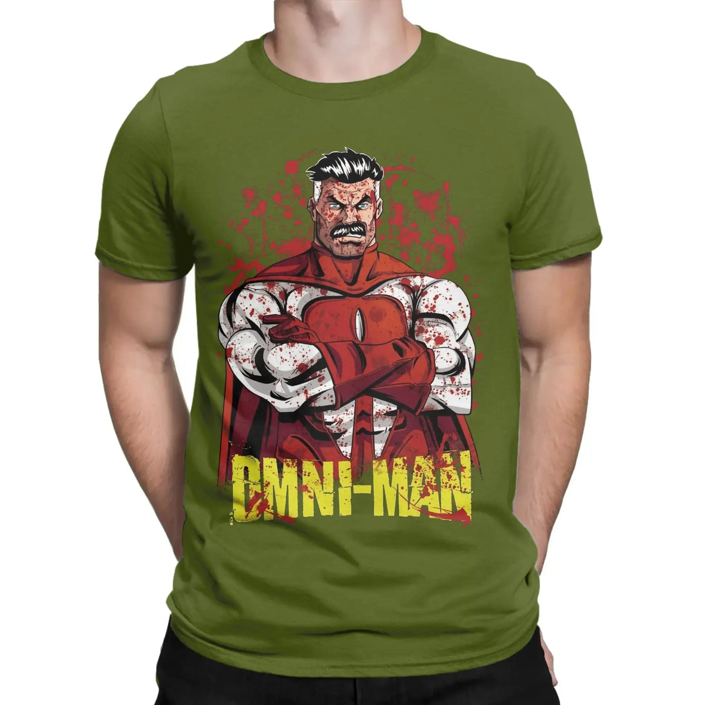 Oversized T-Shirt Summer Invincible Hip Hop T Shirts Omni Ma 100% Cotton Tshirt for Man Y2K Funny Design Short Sleeve Clothes Peaceful Pleasures Health and Wellness army green XL