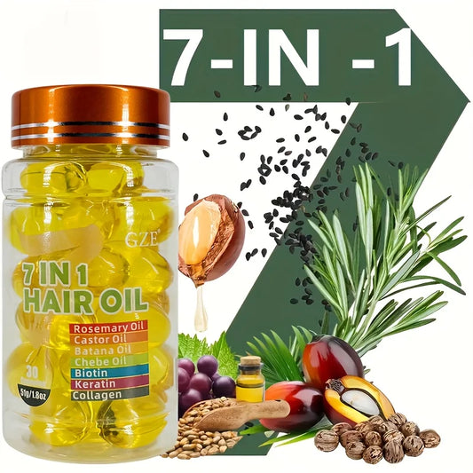 GZE 7-in-1 Hair Oil | Rosemary, Castor, Biotin & Collagen Hair Treatment Oil Peaceful Pleasures Health and Wellness