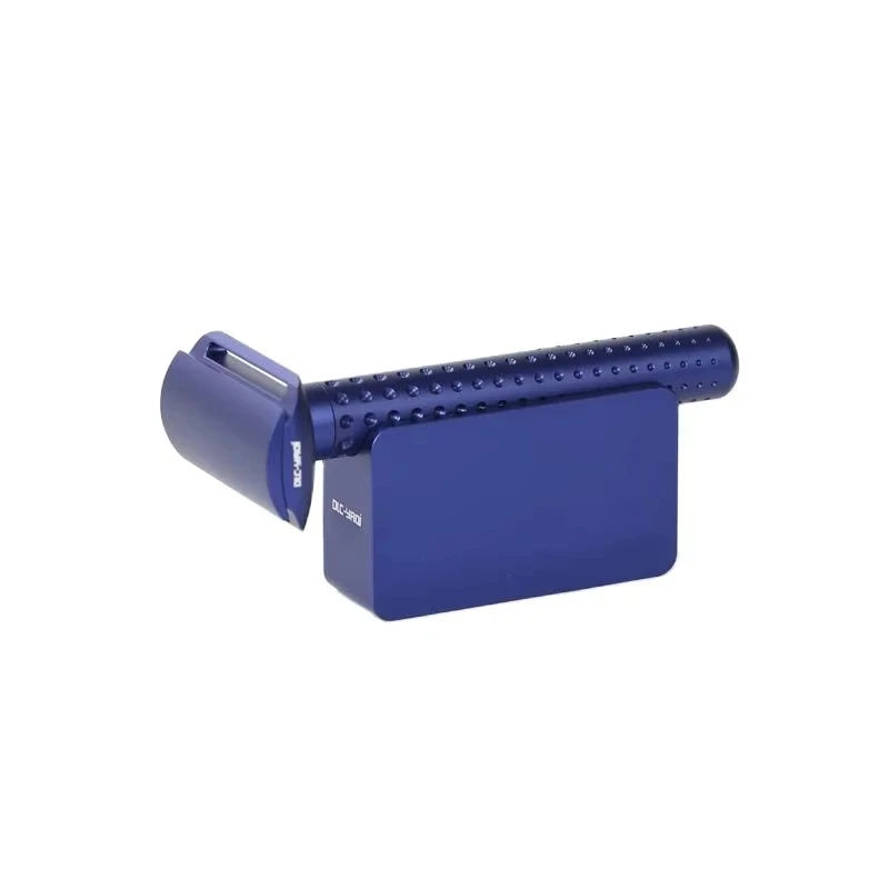 2026 Yaqi Sputnik Men's Safety Razor Dark Blue Aluminum Handle with Holder Classic Shaving Razor for Men Peaceful Pleasures Health and Wellness
