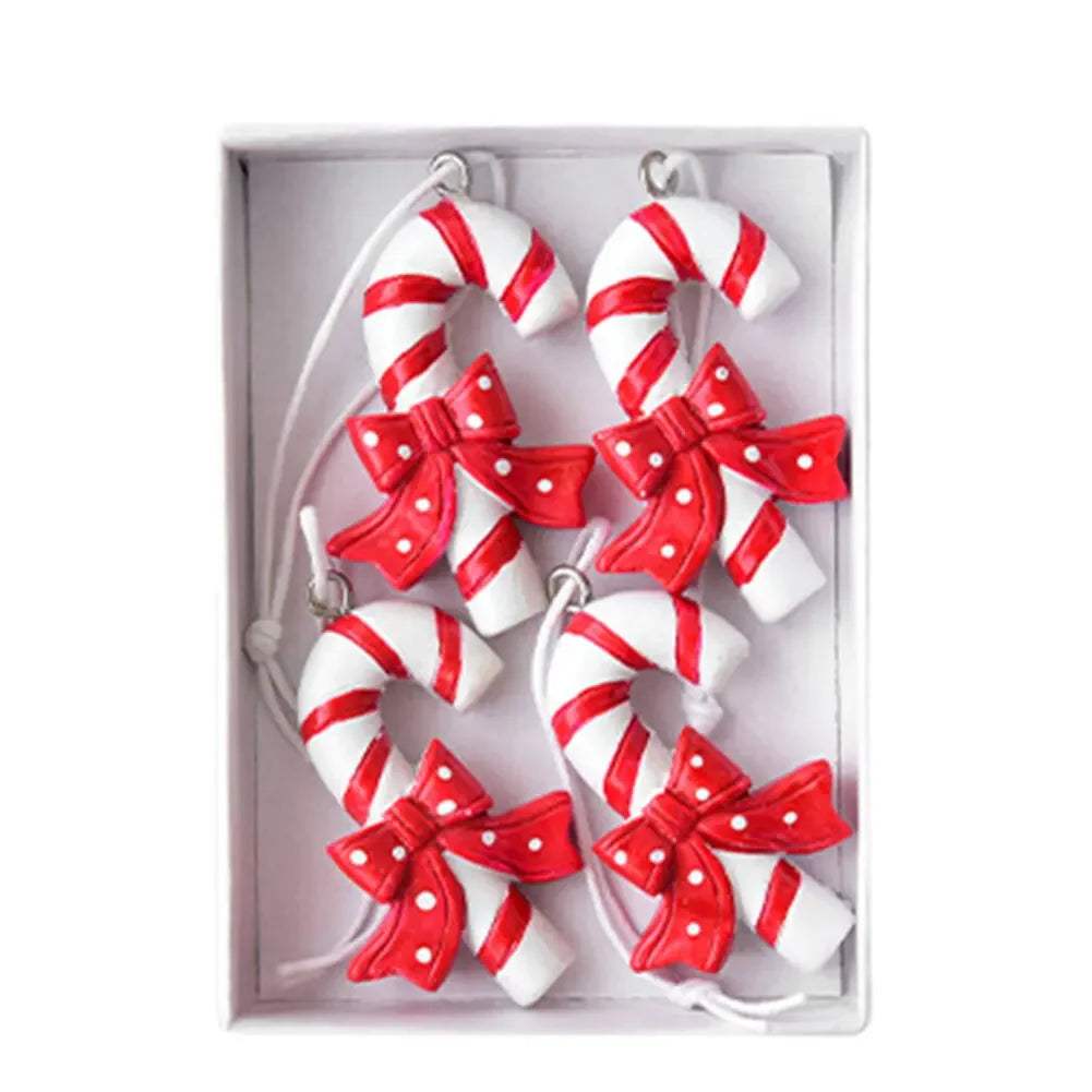 Christmas Resin Candy Ornament Set – 4 Festive Tree Pendants