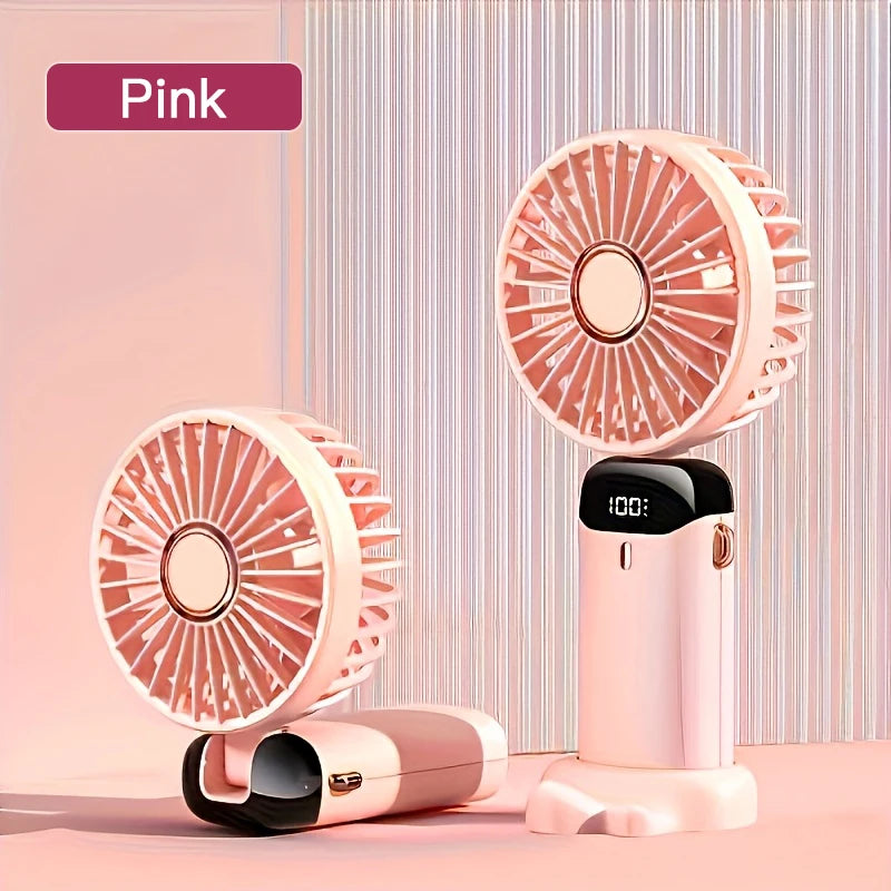 Portable Mini Fan 6-Speed USB Rechargeable Foldable LED Fan