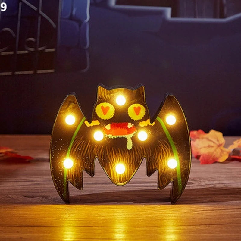 Halloween Pumpkin Ghost Bat Spider LED Night Light Horror Bar Home