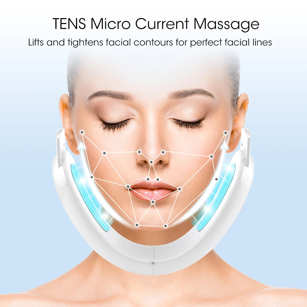 V Face Facial Machine Electric V-Line Up Lift Belt Face Massage LED Face Skin Lifting Firming Beauty Device Double Chin Reducer Peaceful Pleasures Health and Wellness