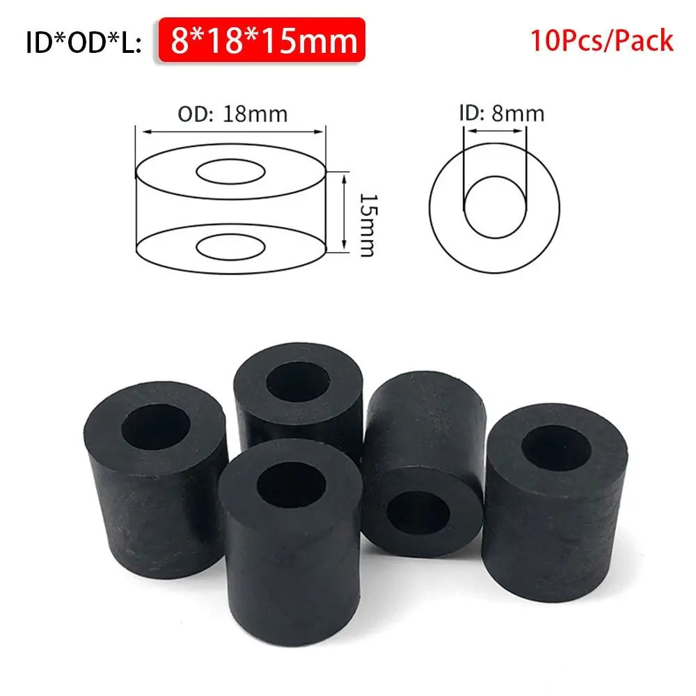 10Pcs/Pack New Non-Threaded ABS Spacer PCB Board Support M3-M10 Hollow Standoff Round Black Nylon Washer Peaceful Pleasures Health and Wellness 8x18x15mm