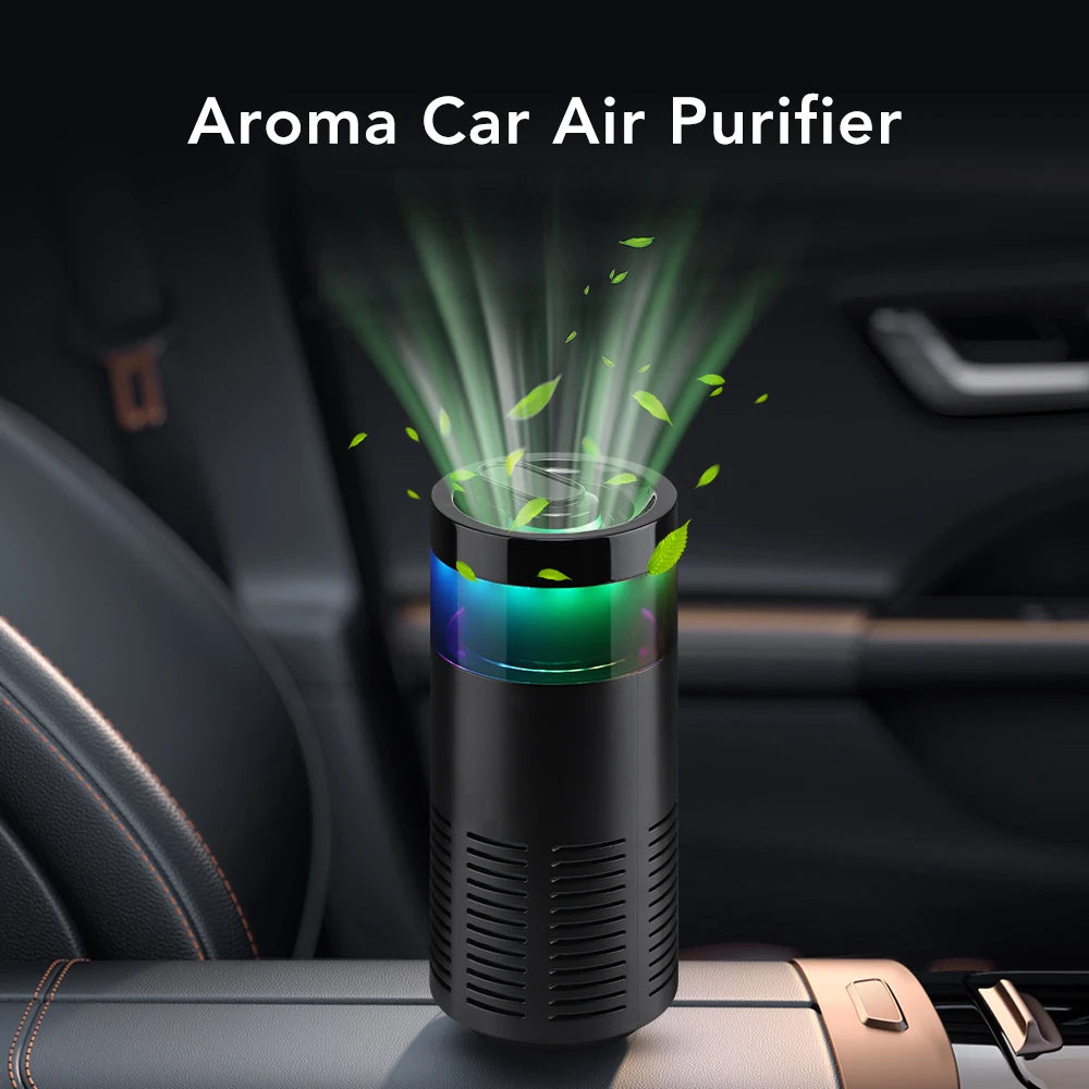 Car Air Purifier With Aroma Diffuser & Led Light for Smoke Pets Odors 5 Million Negative Ion Car Odor Eliminator Air Freshener Peaceful Pleasures Health and Wellness