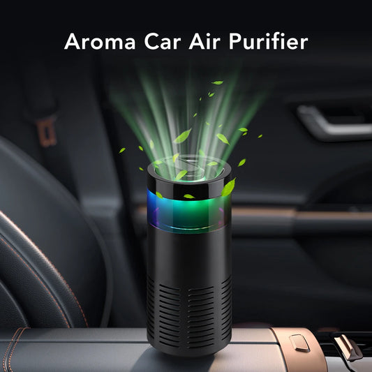 Car Air Purifier With Aroma Diffuser & Led Light for Smoke Pets Odors 5 Million Negative Ion Car Odor Eliminator Air Freshener Peaceful Pleasures Health and Wellness