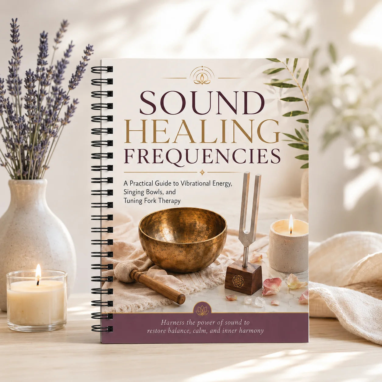 A5 Spiral Sound Healing Frequencies Notebook Singing Bowl Tuning Fork