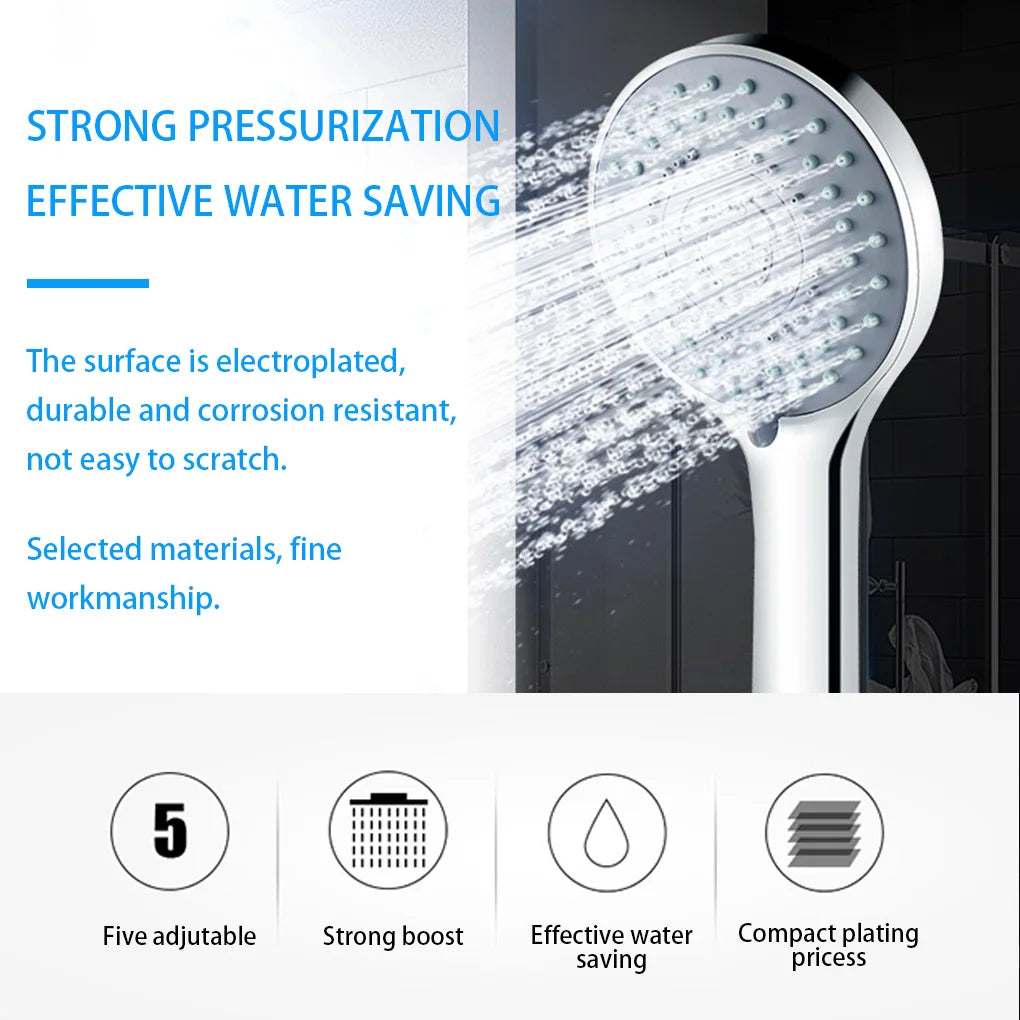 5-Mode Handheld Shower Head Set with Hose & Bracket