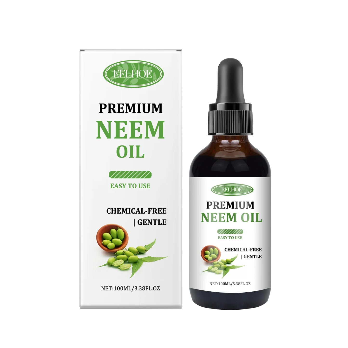 Premium Neem Oil Activating Hair Follicles Stimulate Hair Growth Deeply Moisturizing Skin Nourish Nail Surface Neem Massage Oil Peaceful Pleasures Health and Wellness 100ml Boxed 100ml