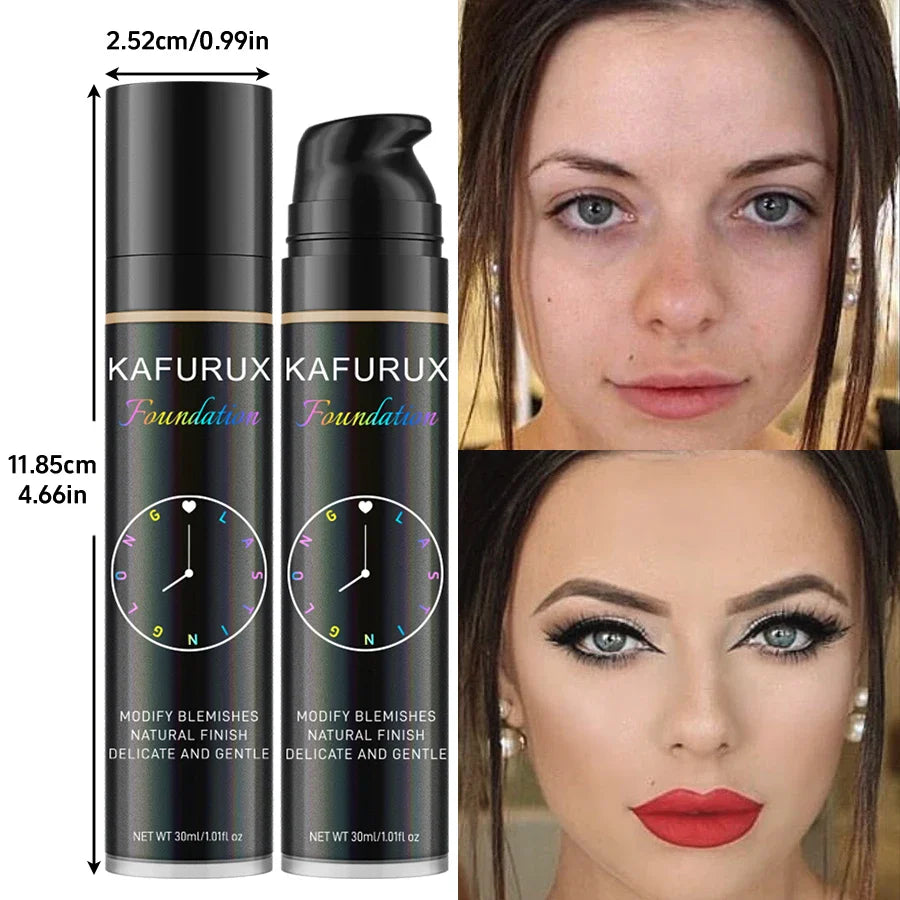 KAFURUX 8-Shade Liquid Foundation – Waterproof & Full Coverage