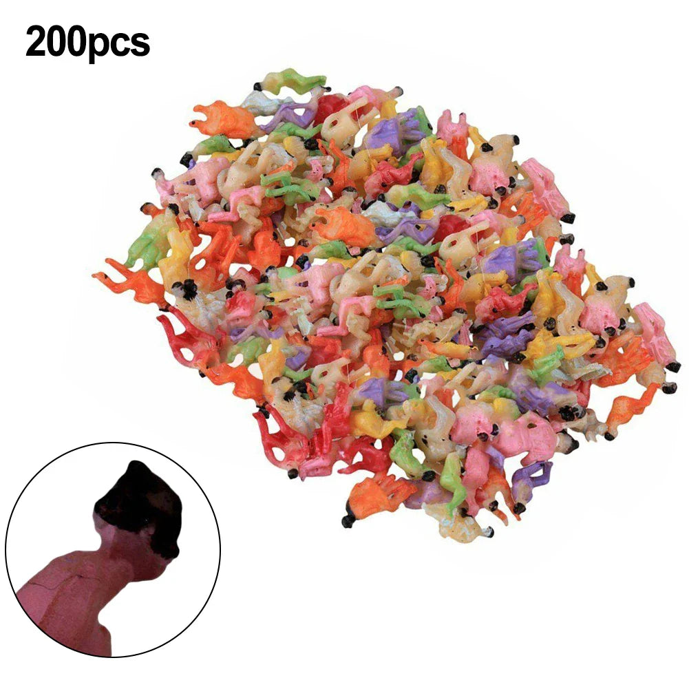 200pcs Painted Model People Figures | 1:100 HO TT Scale Railway