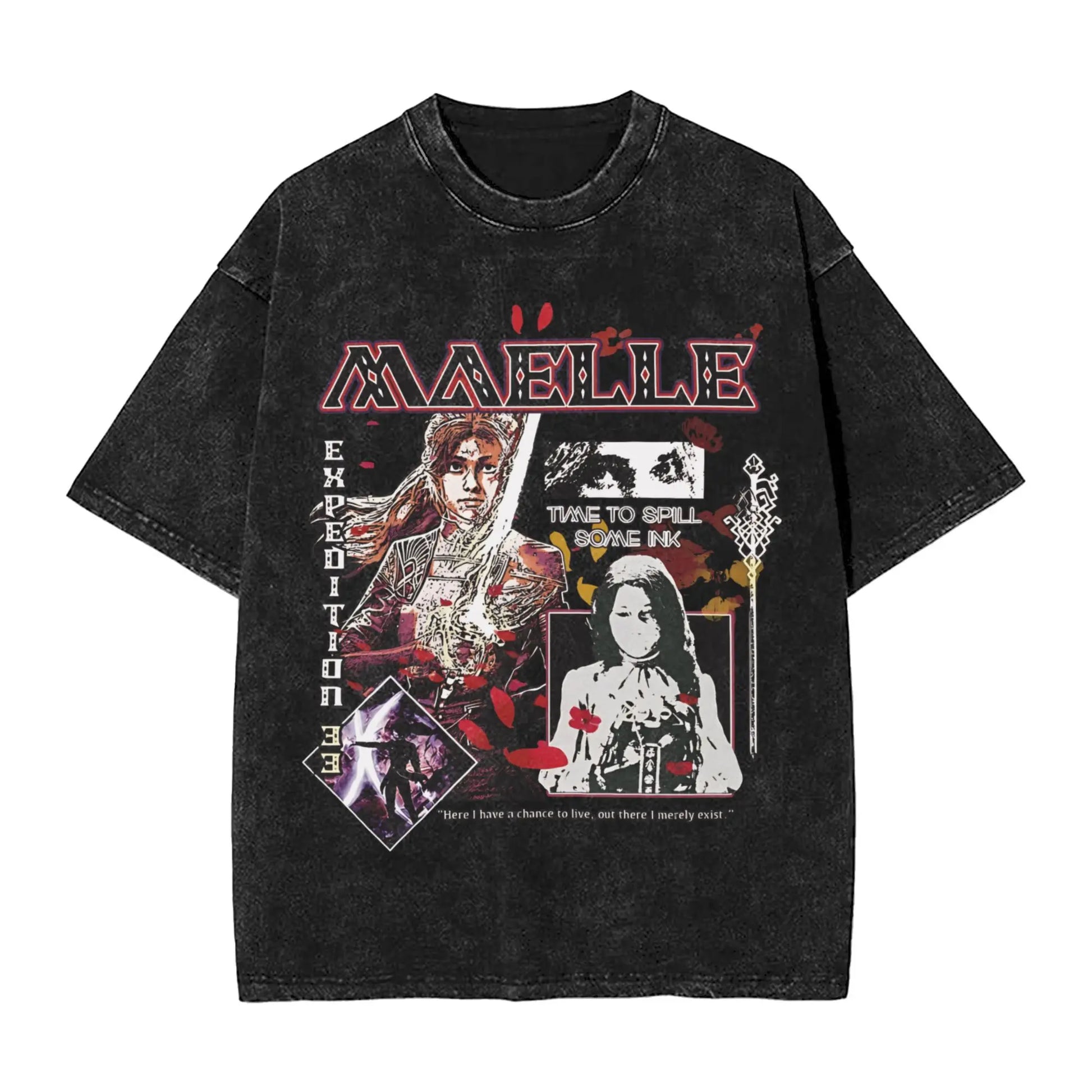 Men Women's T Shirt Clair Obscur Expedition 33 Washed T Shirts Hipster Maelle Summer Tees Y2K Pattern Cotton Tops New Arrival Peaceful Pleasures Health and Wellness black XXL
