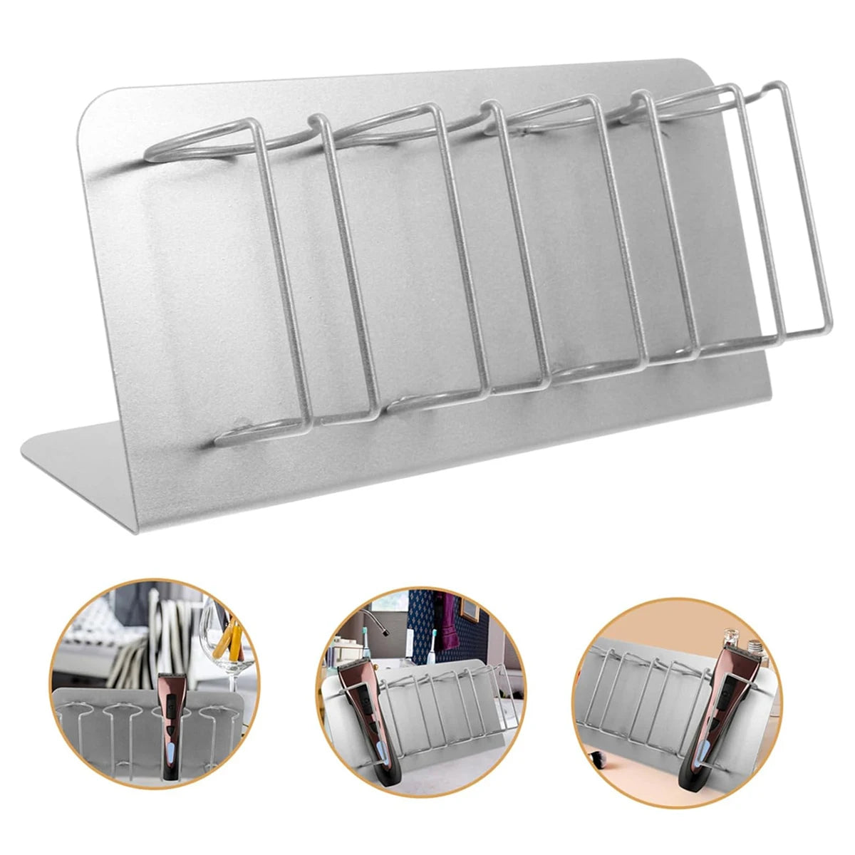 Electric Clipper Storage Rack 4 Card Slots Durable Stand Stainless Steel Holder beauty Salon Home Use Hairdressing Stylist Tools Peaceful Pleasures Health and Wellness