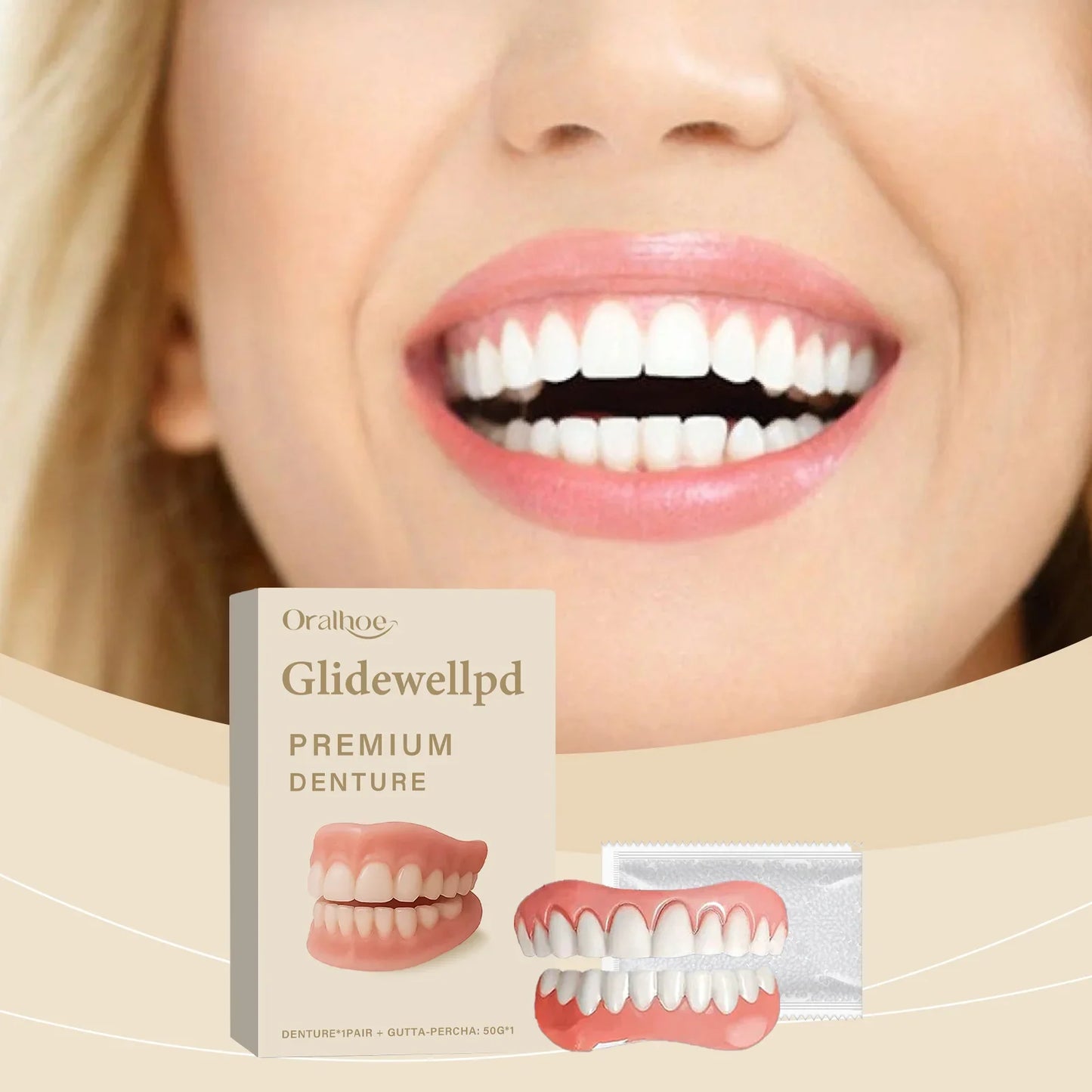 Soft Silicone Full Dentures Set – Upper & Lower Over Gums