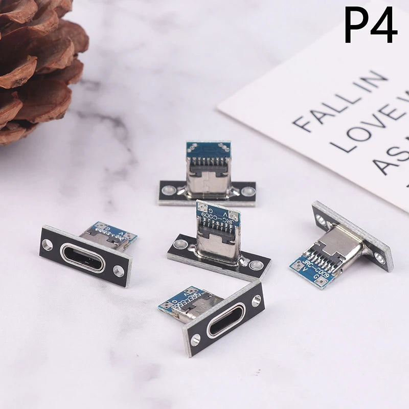 5-Pack USB 3.1 Type-C Female Socket Connector with Fastening Plate