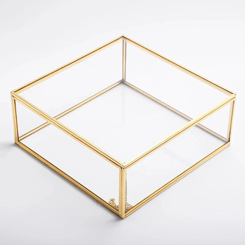 Hexagon Transparent Glass Jewelry Box Wedding Ring Box Geometric Clear Glass Jewelry Organizer Holder Tabletop Container Peaceful Pleasures Health and Wellness