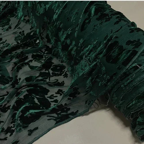 Velvet Silk Crepe Mulberry Burnt Out Fabric | By the Meter