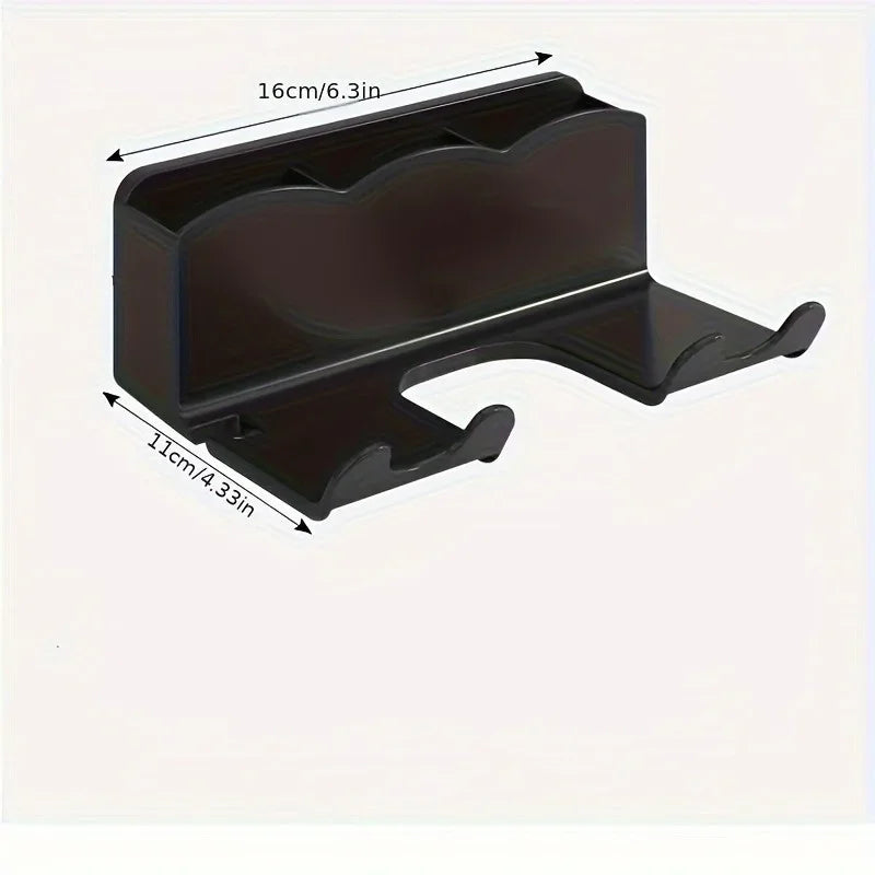 No-Drill Wall-Mount Hair Dryer Holder & Bathroom Storage Rack