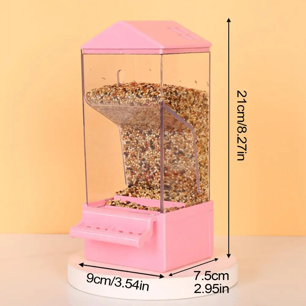Automatic Bird Feeder Smart Clear Bird Feeder Dispenser Large Capacity Food Container Anti Spill Cage Accessories For Backyard Peaceful Pleasures Health and Wellness Pink Brazil