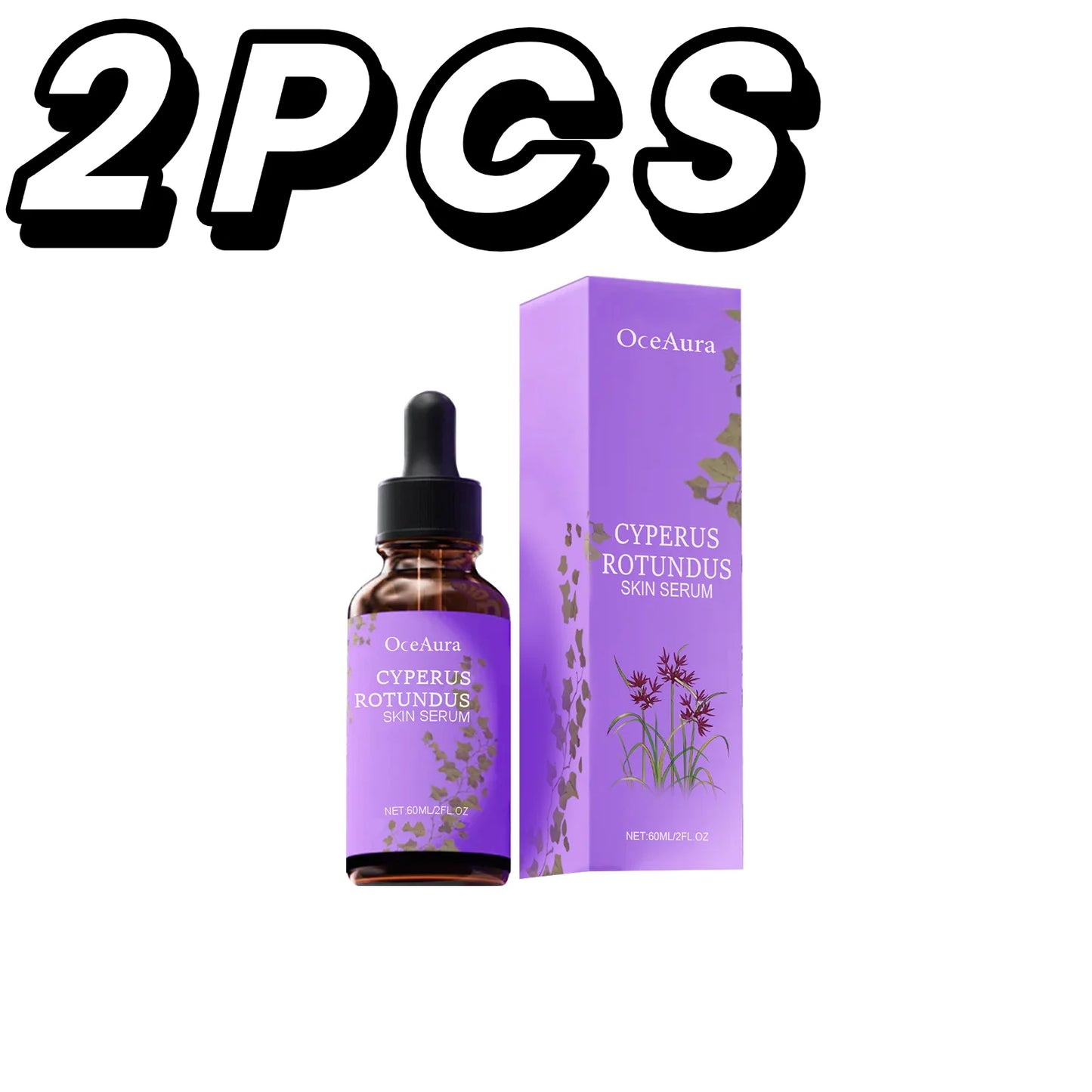 Cyperus Rotundus Skin Serum Natural Hair Removal Oil Women Body Hair Removal Liquid Hair Growth Inhibitor Non-Irritating Safe Peaceful Pleasures Health and Wellness 2PCS