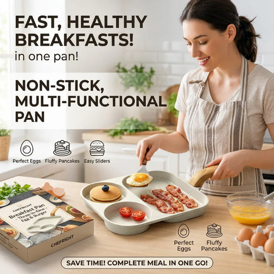 Nonstick Maifan Stone 3 in 1 Egg Burger Pan Household Breakfast Pan for Bacon Steak Egg Frying Pancake Cooking Peaceful Pleasures Health and Wellness