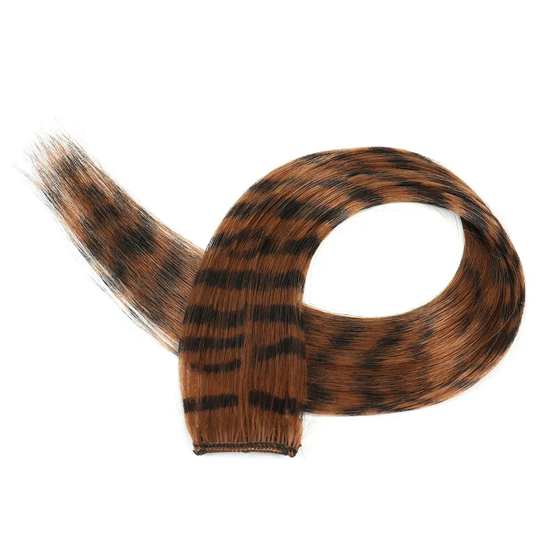 Girls Clip-On Wig Hairpiece – Stripe & Leopard Print, 18 in