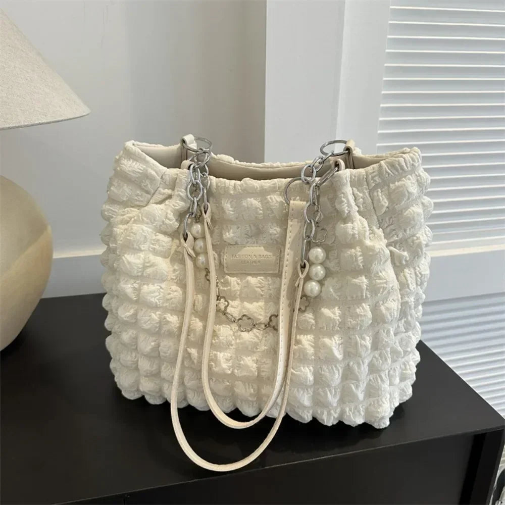 Underarm Pleated Bubble Single-shoulder Bag for Women Large-capacity Casual and Stylish Tote Bag Fashionable Women's Handbags Peaceful Pleasures Health and Wellness