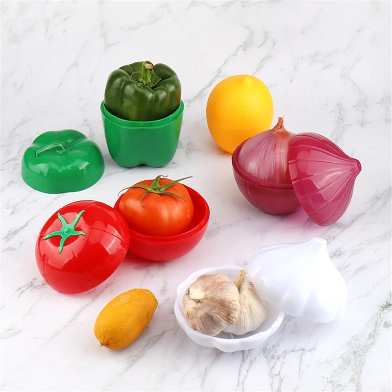 5pcs Food Savers Avocado Keepers Storage Container for Onion Lemon Pepper Tomato Garlic Creative Kitchen Refrigerator Gadget Peaceful Pleasures Health and Wellness