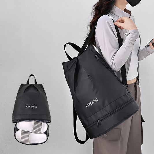 Swimming Backpack Beach Bag Shoe Compartment Dry Wet Separated Sports Peaceful Pleasures Health and Wellness