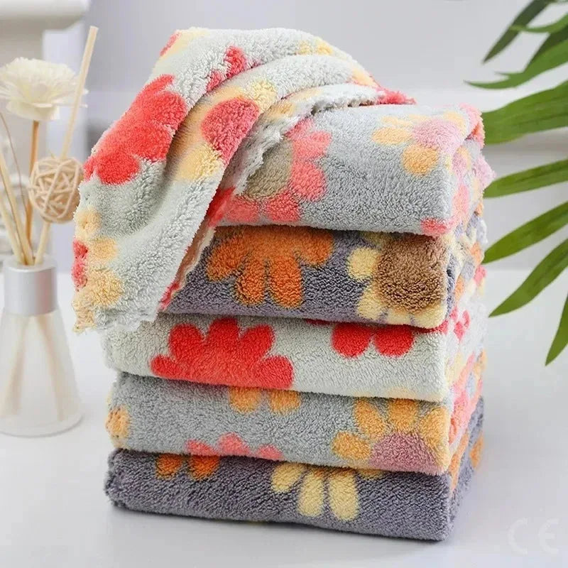 4Pcs Kitchen Cleaning Cloths Soft Absorbent Dishcloth Coral Fleece Sunflower Wiping Towel Rags Household Cleaning Cloth 30X30CM Peaceful Pleasures Health and Wellness