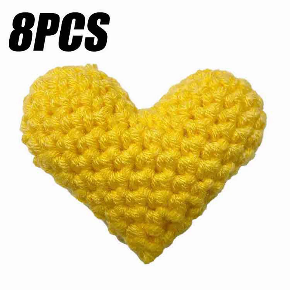 Handmade Crochet Heart Appliques 8 Pcs | Wool DIY Craft Hearts
