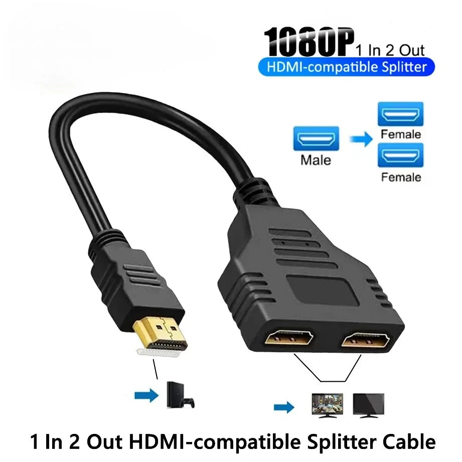 1-In-2-Out HDMI Splitter Cable 1080P | PC, PS4, Xbox, TV Peaceful Pleasures Health and Wellness