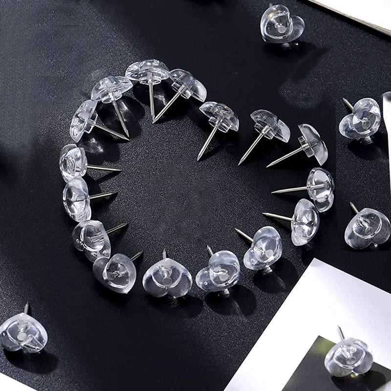 Transparent Love Heart Push Pins Thumbtacks Peach I-beam Nails