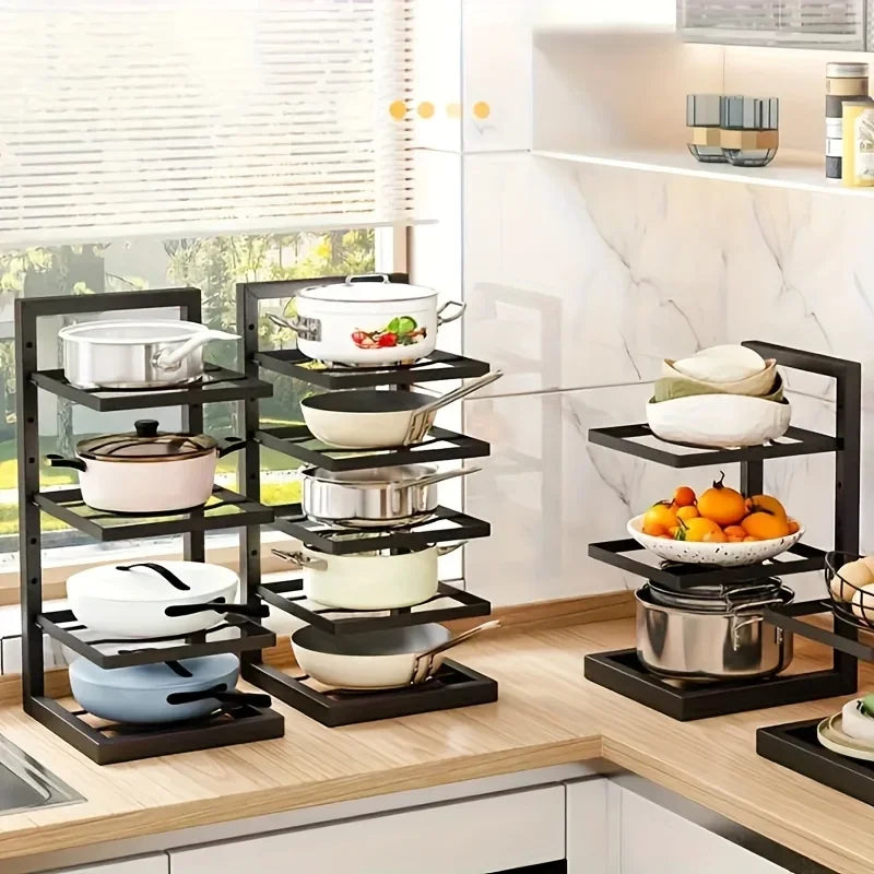 Adjustable Multi-Layer Kitchen Shelf, Pot Rack & Sink Organizer