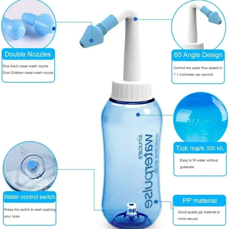 Manual nasal wash bottle, specialized nasal plug, household adult nasal wash salt, medical children's rhinitis nasal flushing Peaceful Pleasures Health and Wellness