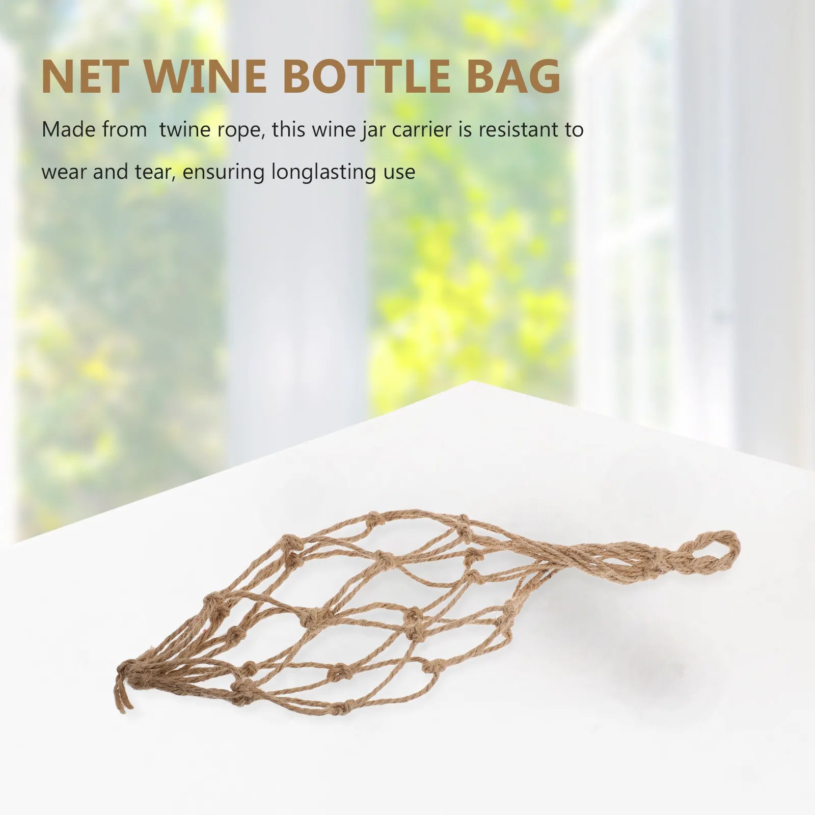 2Pcs Exquisite Crafted Vintage Wine Bottle Carrier Net Bag Twine Rope Mesh Tote for Picnics Bars Restaurants Home Ambiance Peaceful Pleasures Health and Wellness