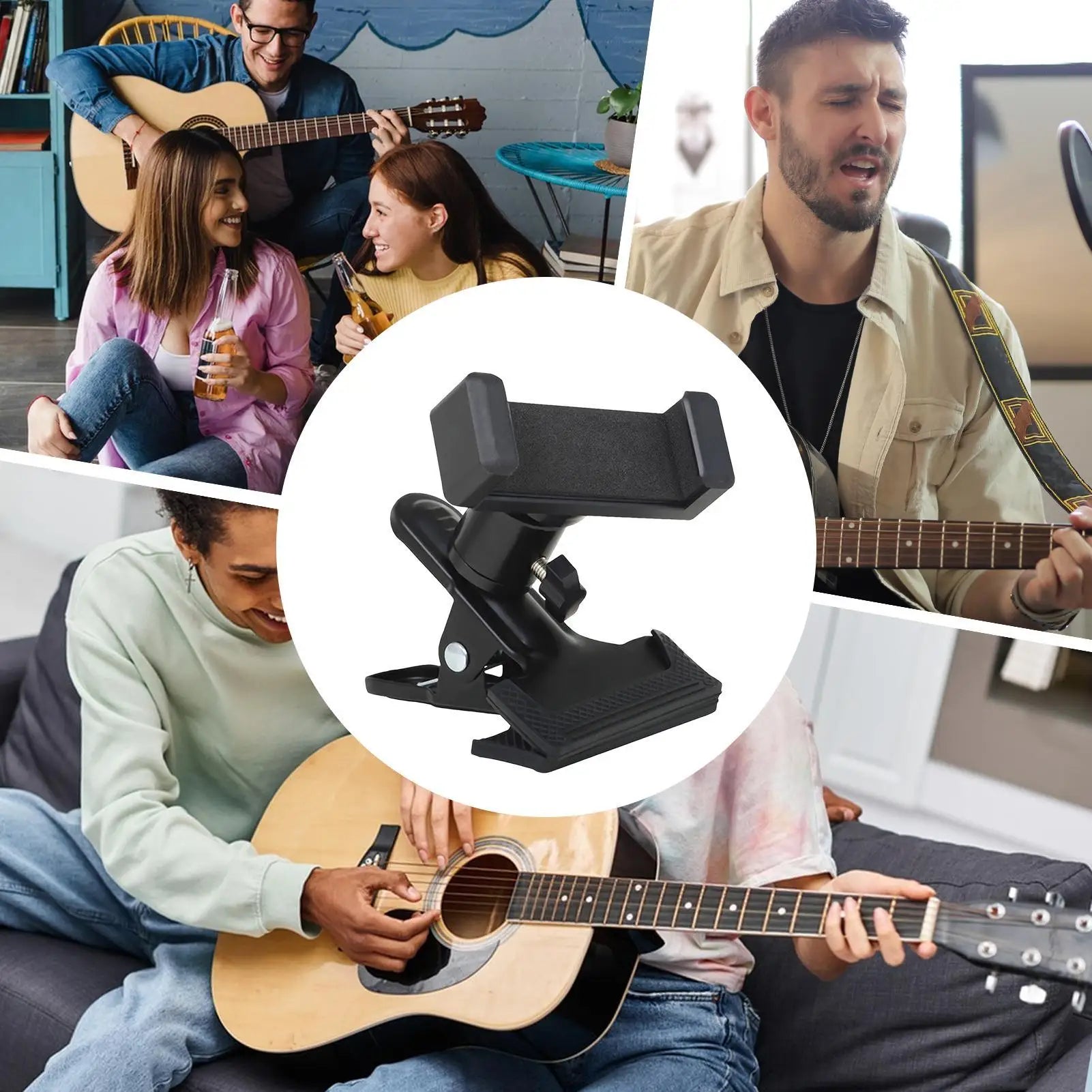 Rotatable Guitar Phone Holder Bass Mobile Stand Portable Cellphone Holder Practice for Video Tutorials Live Streaming Recording Peaceful Pleasures Health and Wellness