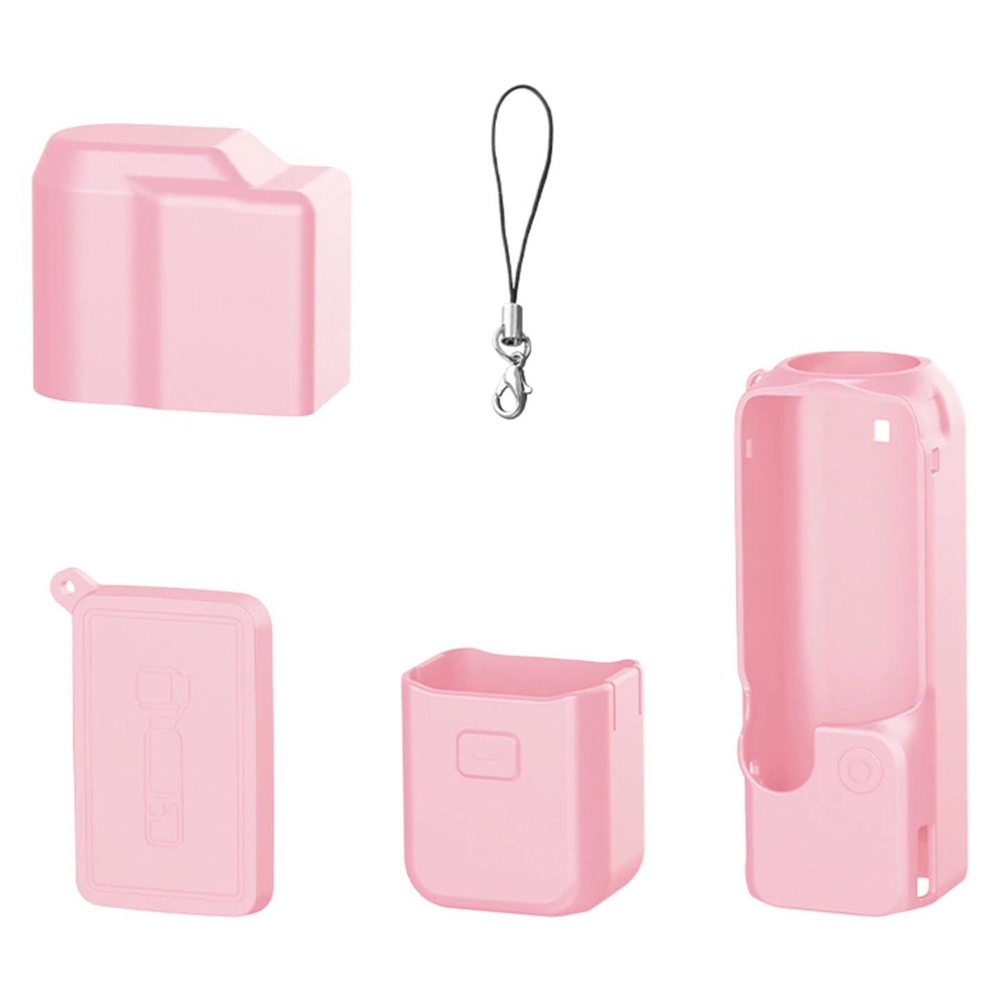 Thick Soft Silicone Case with Lanyard Soft Silicone Cover Shockproof Protective Shell for DJI Osmo Pocket 4 Gimbal Camera Peaceful Pleasures Health and Wellness Pink