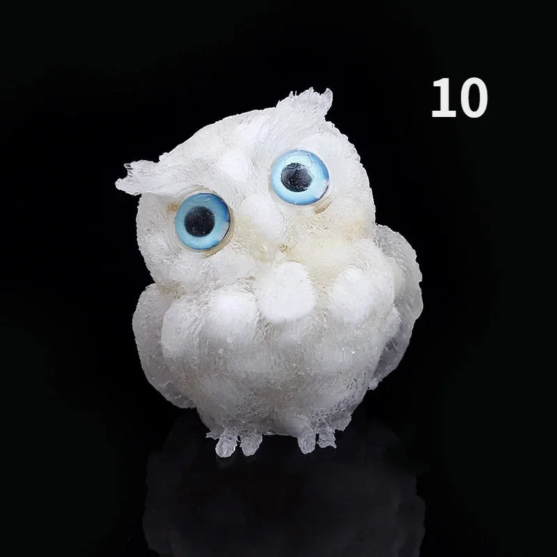 Natural Crystal Stone Gravel Owl Animal Crafts Hand Made Small