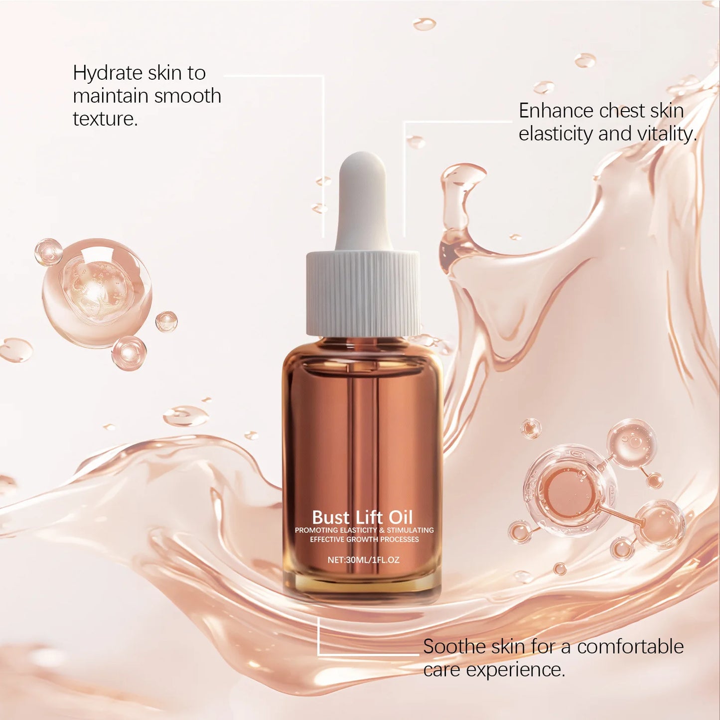 Ginger Extract Breast Plump Essential Oil Assist Massage Firm Chest Skin Enhance Chest Elastic Mild Safe Breast Enlargement Oil Peaceful Pleasures Health and Wellness