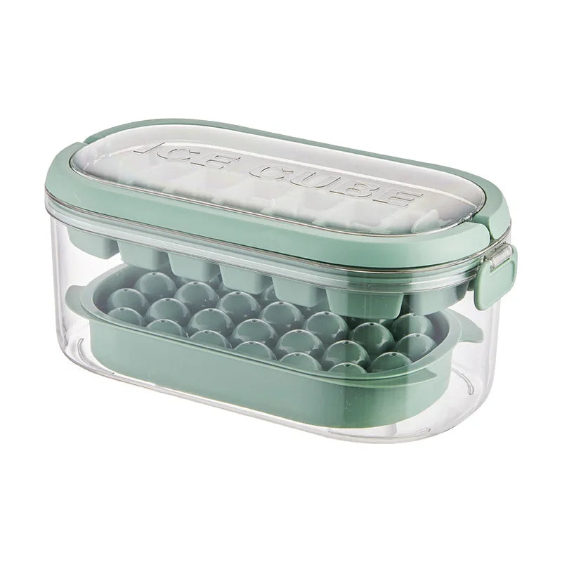 Silicone Ice Cube Tray with Lid and Storage Bin Ice Ball Maker Mold Reusable 2 Layers Plastic Mini Round Ice Ball Maker Mold Peaceful Pleasures Health and Wellness