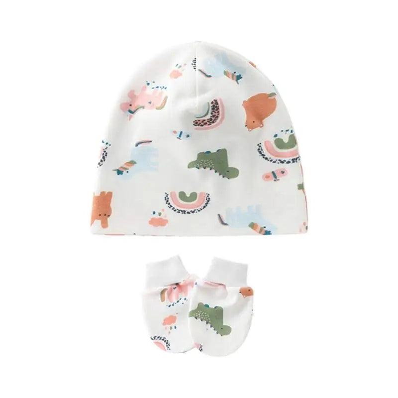 Newborn Baby Hat & Anti-Scratch Gloves Set | Soft Cotton
