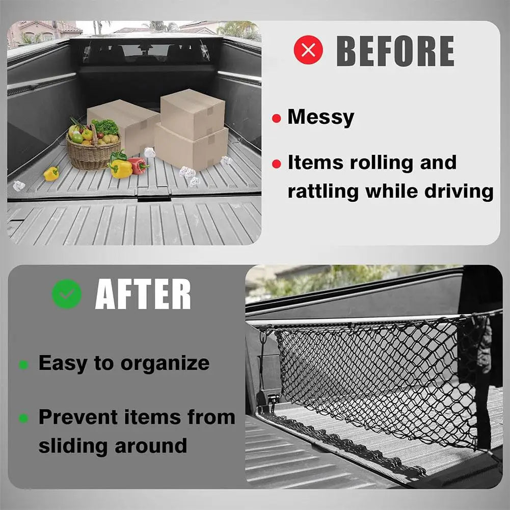 110cm Car Trunk Net Adjustable Elastic Rear Cargo Mesh Organizer with Hooks Universal Auto Accessories for Car SUV Truck Van Peaceful Pleasures Health and Wellness